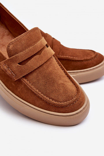 de camurça Sapatos masculinos Mocassins Zazoo 1574 cor marrom 2
