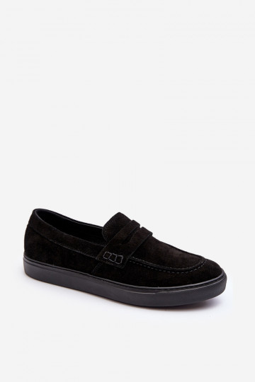 de camurça Sapatos masculinos Mocassins Zazoo 1574 cor preta