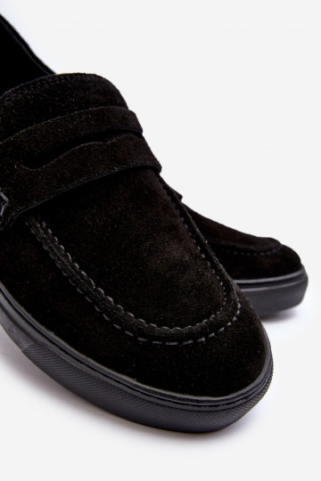 de camurça Sapatos masculinos Mocassins Zazoo 1574 cor preta 2