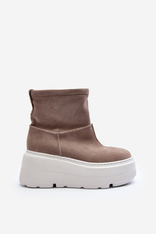 Pele Feminino Botas com solas maciças da moda bege Zazoo 3424 Pele Feminino Botas com solas maciças da moda bege Zazoo 3424