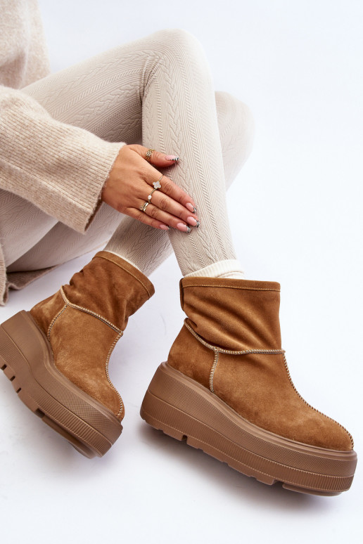 Pele Feminino Botas com solas maciças da moda cor marrom Zazoo 3424 Pele Feminino Botas com solas maciças da moda cor marrom Zazoo 3424