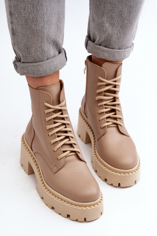 Zazoo 3413 Botas femininas botas de montaria altas Em saltos enormes bege