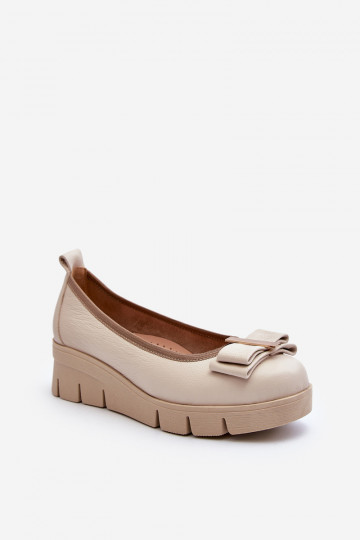 Bailarinas Pele com uma plataforma com enfeites cor creme LeParaski 3384