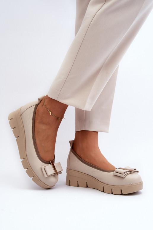 Bailarinas Pele com uma plataforma com enfeites cor creme LeParaski 3384 Bailarinas Pele com uma plataforma com enfeites cor creme LeParaski 3384