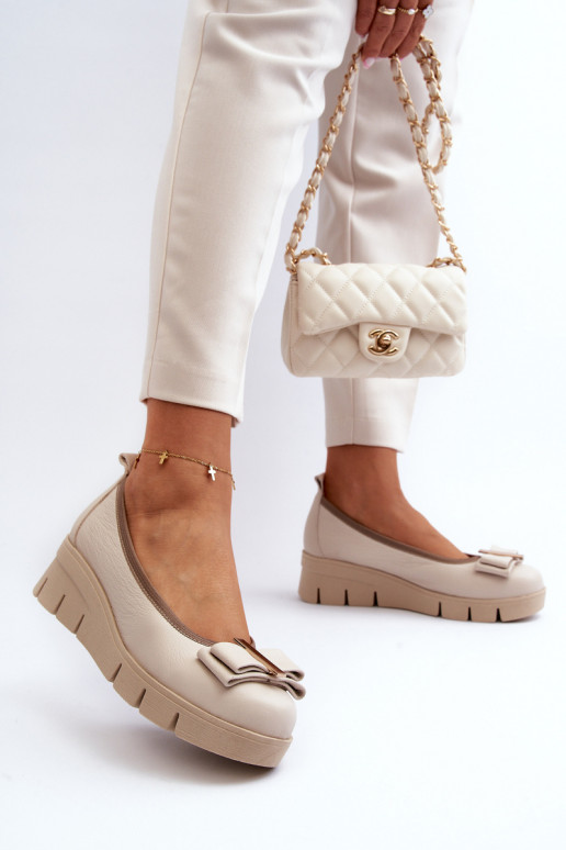 Bailarinas Pele com uma plataforma com enfeites cor creme LeParaski 3384 Bailarinas Pele com uma plataforma com enfeites cor creme LeParaski 3384