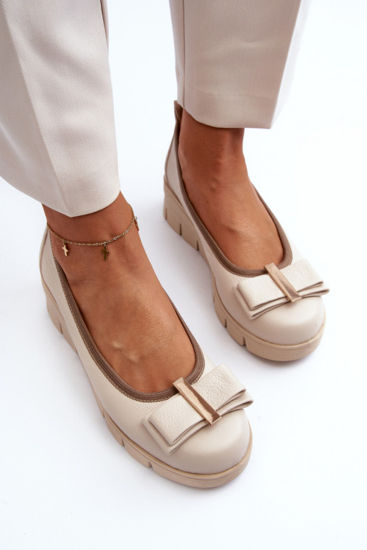 Bailarinas Pele com uma plataforma com enfeites cor creme LeParaski 3384 Bailarinas Pele com uma plataforma com enfeites cor creme LeParaski 3384