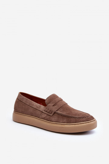 Mocassins de camurça masculinos Zazoo 1574 cor areia