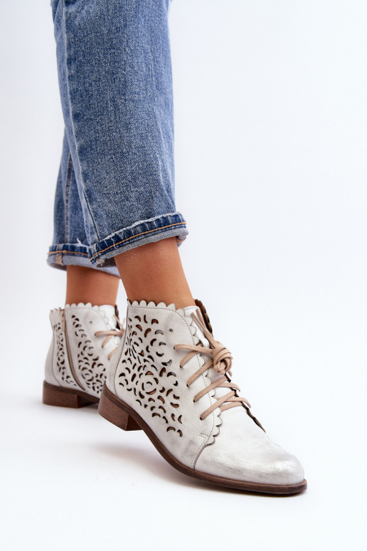 Zazoo 2871 Botas a céu aberto Feminino com atacadores cor prata Zazoo 2871 Botas a céu aberto Feminino com atacadores cor prata