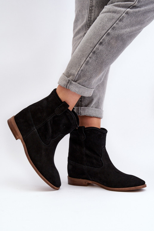 Zazoo 2326 de camurça Um modelo atraente Botas femininas cor preta