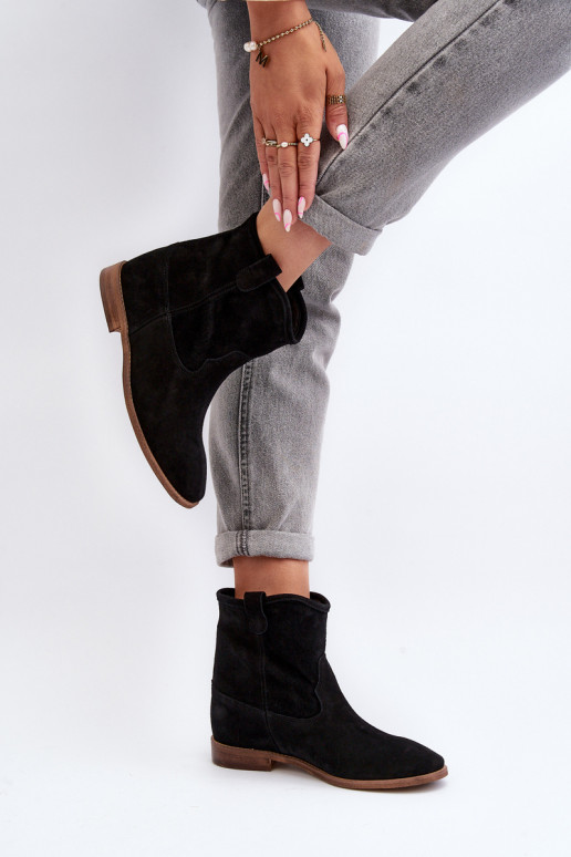 Zazoo 2326 de camurça Um modelo atraente Botas femininas cor preta