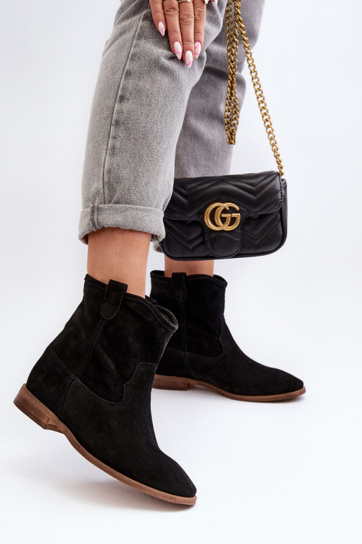 Zazoo 2326 de camurça Um modelo atraente Botas femininas cor preta