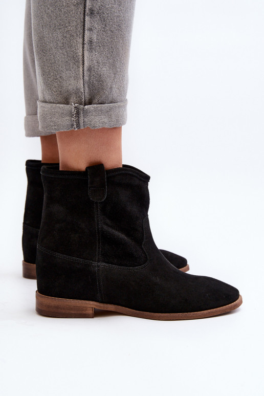 Zazoo 2326 de camurça Um modelo atraente Botas femininas cor preta