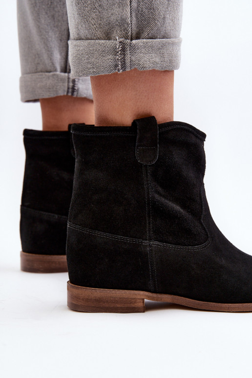 Zazoo 2326 de camurça Um modelo atraente Botas femininas cor preta