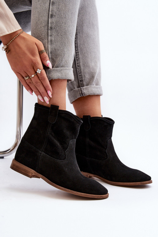 Zazoo 2326 de camurça Um modelo atraente Botas femininas cor preta