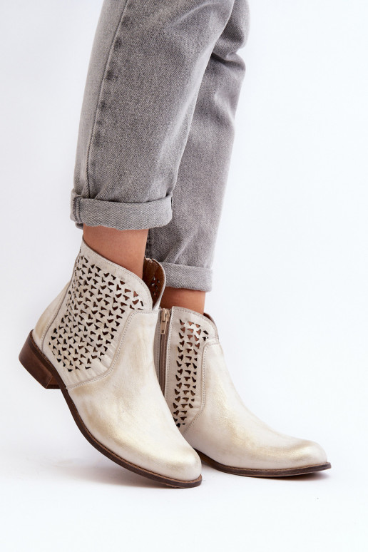 Zazoo 2791 Pele Botas a céu aberto cor dourada Zazoo 2791 Pele Botas a céu aberto cor dourada