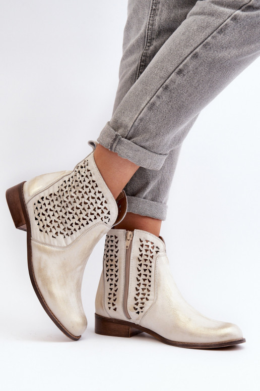 Zazoo 2791 Pele Botas a céu aberto cor dourada Zazoo 2791 Pele Botas a céu aberto cor dourada