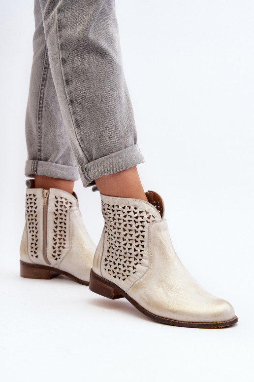 Zazoo 2791 Pele Botas a céu aberto cor dourada Zazoo 2791 Pele Botas a céu aberto cor dourada