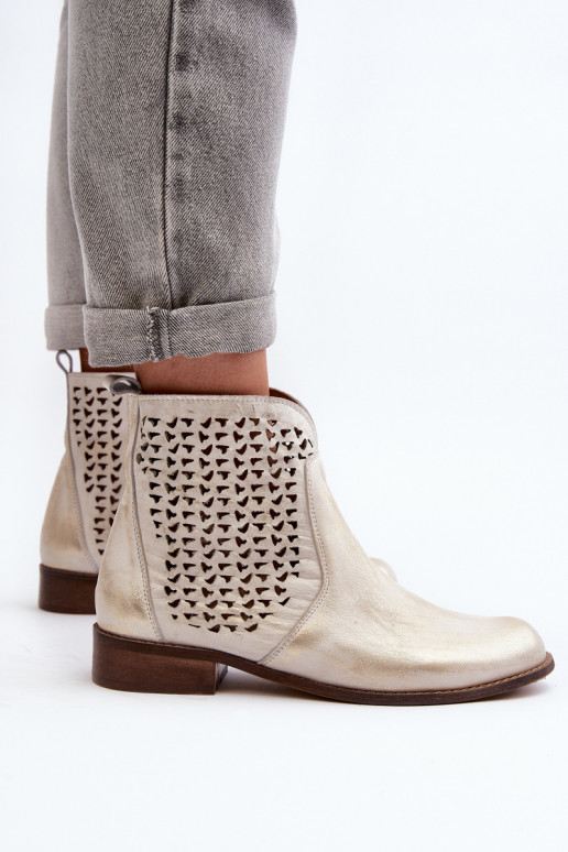 Zazoo 2791 Pele Botas a céu aberto cor dourada Zazoo 2791 Pele Botas a céu aberto cor dourada