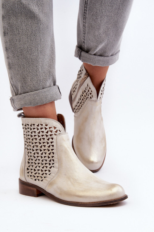 Zazoo 2791 Pele Botas a céu aberto cor dourada Zazoo 2791 Pele Botas a céu aberto cor dourada