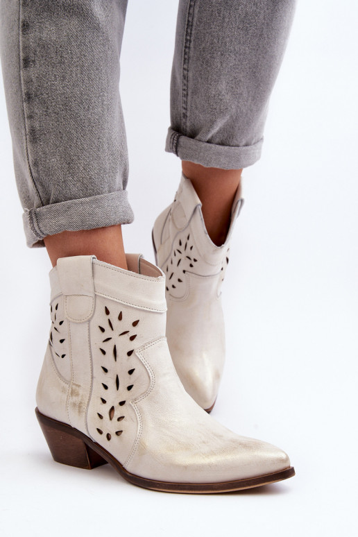 Zazoo 2870 Pele Botas De salto baixo com elementos abertos cor prata Zazoo 2870 Pele Botas De salto baixo com elementos abertos cor prata