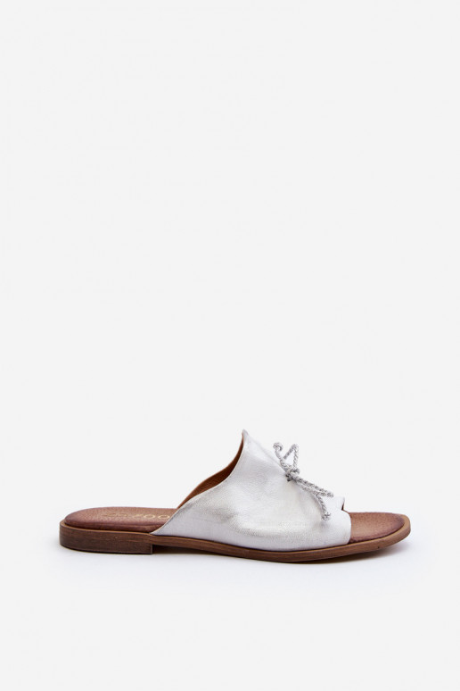 Zazoo 2659 Chinelos de couro Feminino cor prata Zazoo 2659 Chinelos de couro Feminino cor prata
