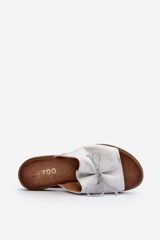 Zazoo 2659 Chinelos de couro Feminino cor prata Zazoo 2659 Chinelos de couro Feminino cor prata