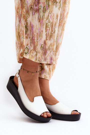 Zazoo 2893 Sandálias femininas Pele na Espessoj PodeszParaie cor branca 2