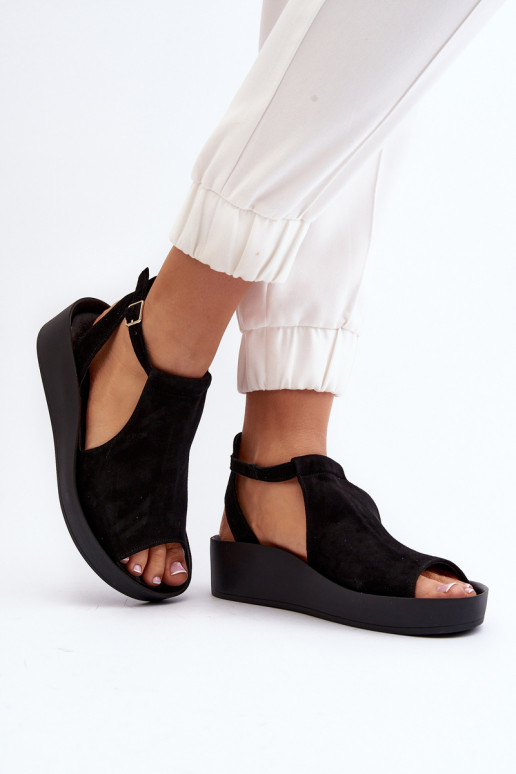 Zazoo 2914 Sandálias femininas de camurça cor preta Zazoo 2914 Sandálias femininas de camurça cor preta