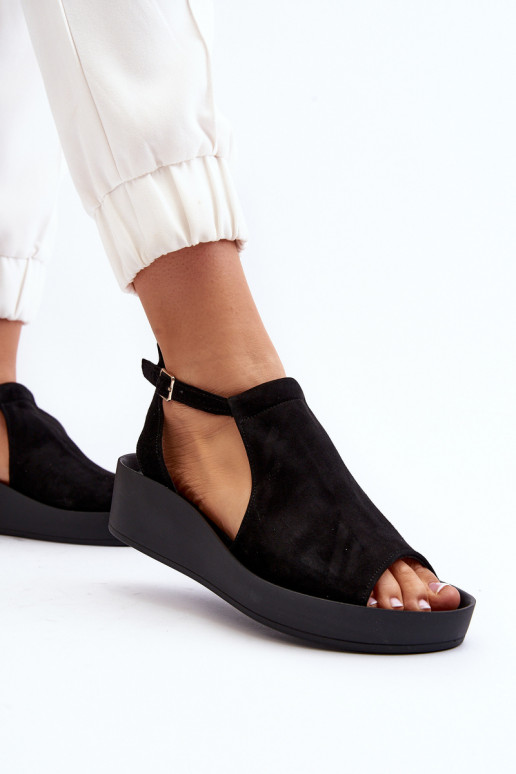 Zazoo 2914 Sandálias femininas de camurça cor preta Zazoo 2914 Sandálias femininas de camurça cor preta