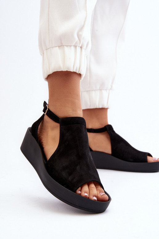 Zazoo 2914 Sandálias femininas de camurça cor preta Zazoo 2914 Sandálias femininas de camurça cor preta