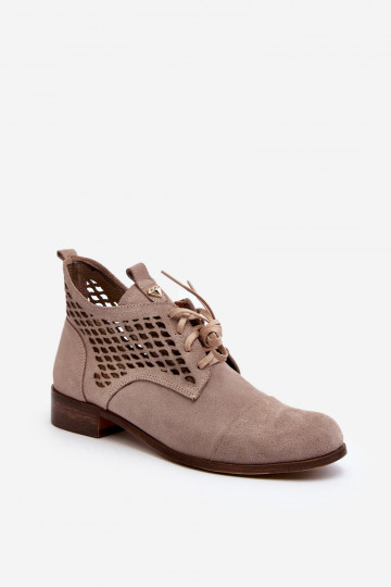 Zazoo 2878 Baixo Botas a céu aberto Feminino de camurça bege