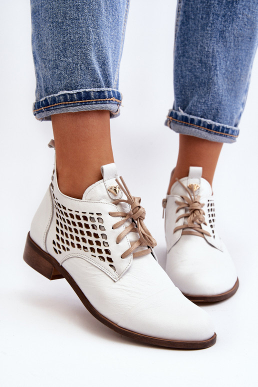 Zazoo 2878 Baixo Botas a céu aberto Pele Feminino cor branca