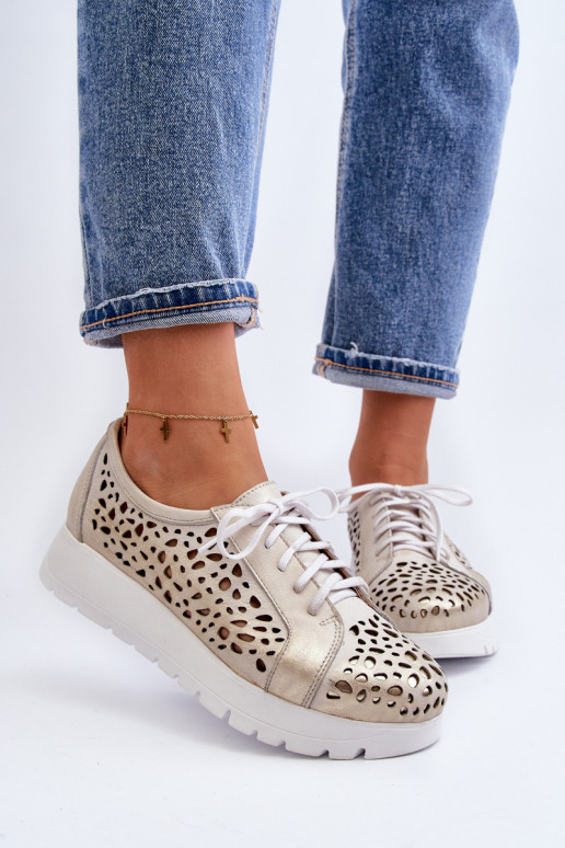 Zazoo 2821 Pele sapato Feminino com elementos abertos cor dourada Zazoo 2821 Pele sapato Feminino com elementos abertos cor dourada