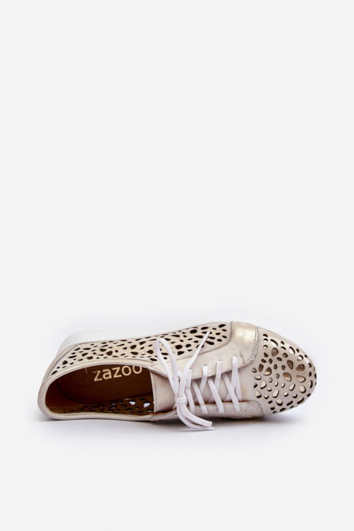 Zazoo 2821 Pele sapato Feminino com elementos abertos cor dourada Zazoo 2821 Pele sapato Feminino com elementos abertos cor dourada