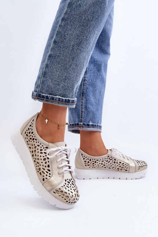 Zazoo 2821 Pele sapato Feminino com elementos abertos cor dourada Zazoo 2821 Pele sapato Feminino com elementos abertos cor dourada