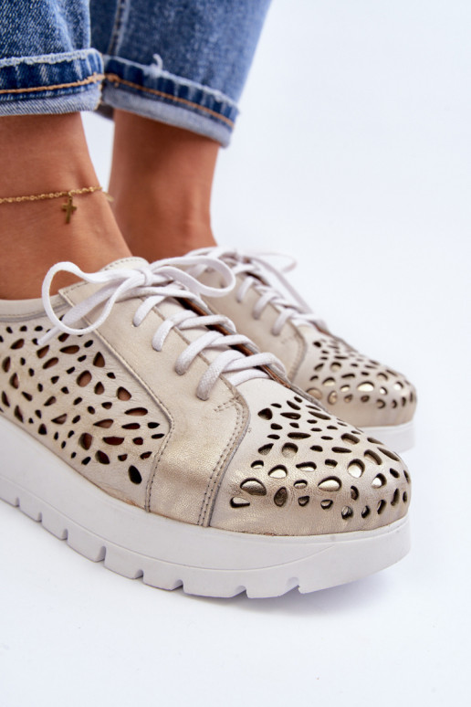 Zazoo 2821 Pele sapato Feminino com elementos abertos cor dourada Zazoo 2821 Pele sapato Feminino com elementos abertos cor dourada