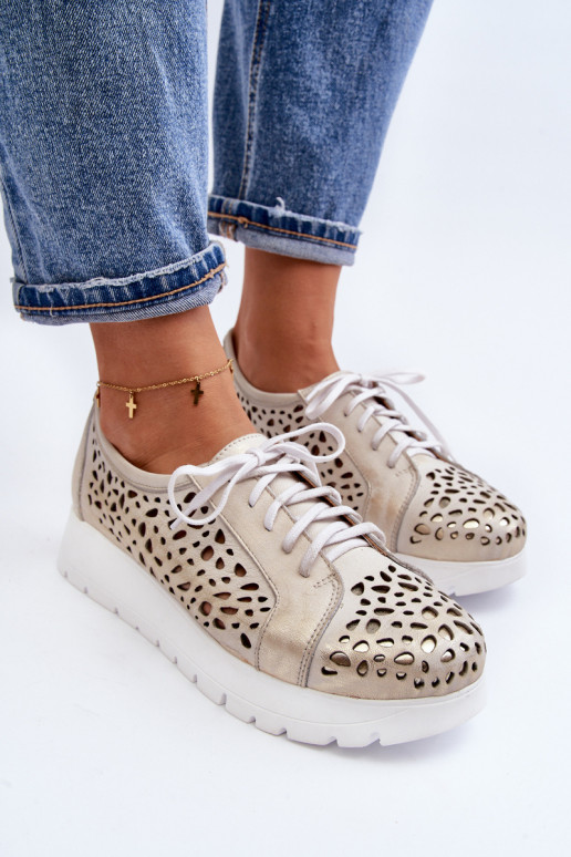 Zazoo 2821 Pele sapato Feminino com elementos abertos cor dourada Zazoo 2821 Pele sapato Feminino com elementos abertos cor dourada