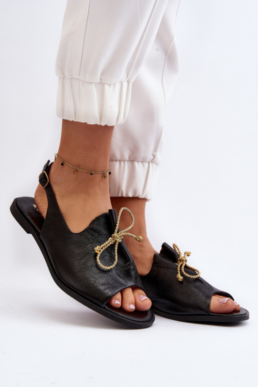 Zazoo 2898 Pele Sandálias rasteiras cor preta Zazoo 2898 Pele Sandálias rasteiras cor preta