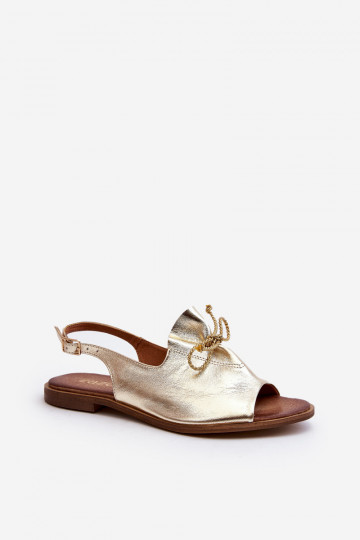 Zazoo 2898 Pele Sandálias rasteiras cor dourada