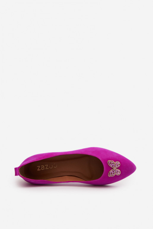 Zazoo 2887 Sapatilhas de camurça Com decorações Borboletasm cor rosa Zazoo 2887 Sapatilhas de camurça Com decorações Borboletasm cor rosa