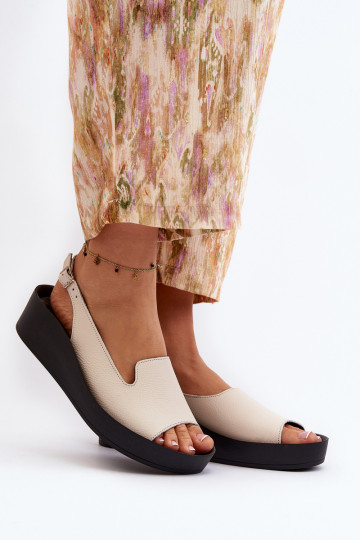 Zazoo 2893 Sandálias femininas Pele na Espessoj PodeszParaie cor de marfim 2