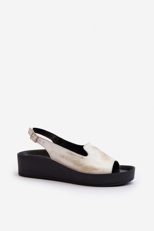 Zazoo 2893 Sandálias femininas Pele na Espessoj PodeszParaie cor dourada Przecierany Zazoo 2893 Sandálias femininas Pele na Espessoj PodeszParaie cor dourada Przecierany