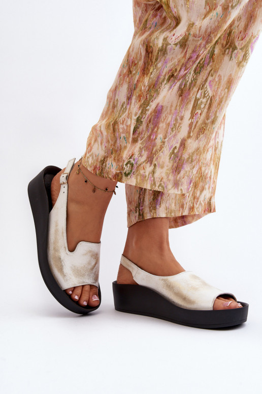 Zazoo 2893 Sandálias femininas Pele na Espessoj PodeszParaie cor dourada Przecierany Zazoo 2893 Sandálias femininas Pele na Espessoj PodeszParaie cor dourada Przecierany