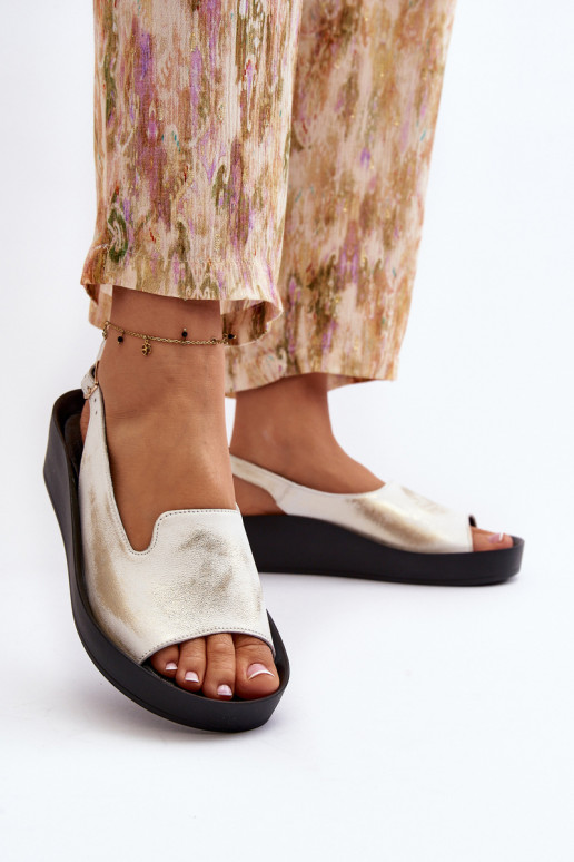 Zazoo 2893 Sandálias femininas Pele na Espessoj PodeszParaie cor dourada Przecierany Zazoo 2893 Sandálias femininas Pele na Espessoj PodeszParaie cor dourada Przecierany