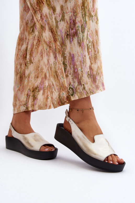 Zazoo 2893 Sandálias femininas Pele na Espessoj PodeszParaie cor dourada Przecierany Zazoo 2893 Sandálias femininas Pele na Espessoj PodeszParaie cor dourada Przecierany