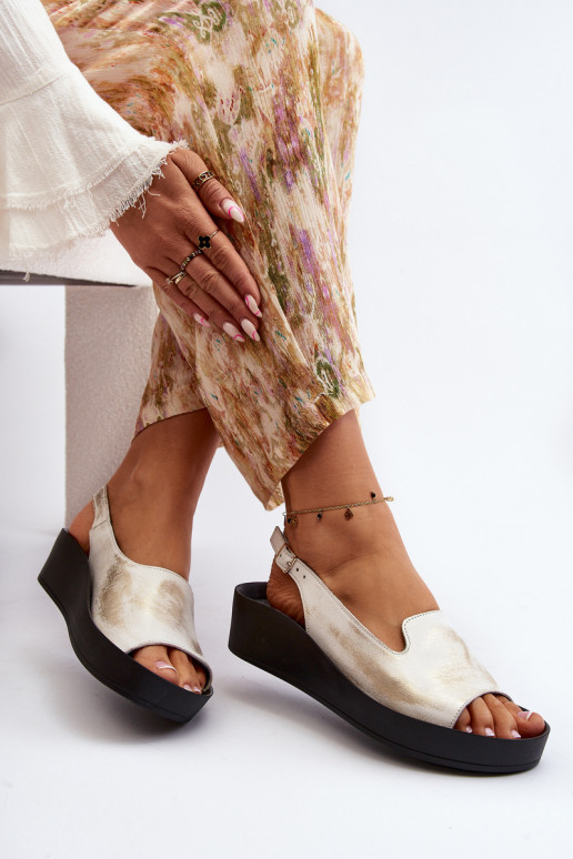 Zazoo 2893 Sandálias femininas Pele na Espessoj PodeszParaie cor dourada Przecierany Zazoo 2893 Sandálias femininas Pele na Espessoj PodeszParaie cor dourada Przecierany