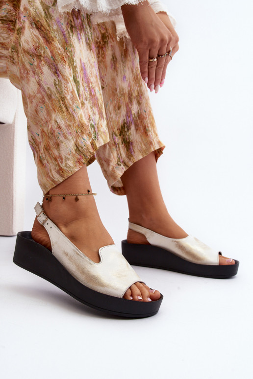 Zazoo 2893 Sandálias femininas Pele na Espessoj PodeszParaie cor dourada Przecierany Zazoo 2893 Sandálias femininas Pele na Espessoj PodeszParaie cor dourada Przecierany