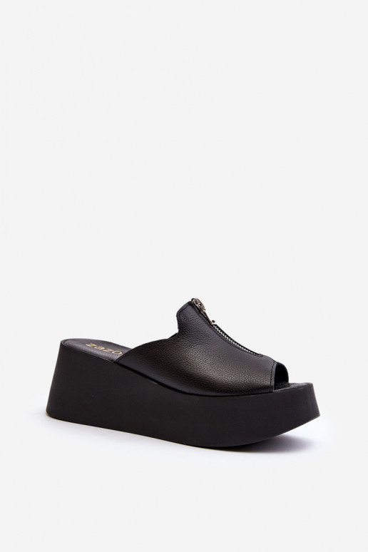 Zazoo 2916 Feminino Chinelos com uma plataforma com zíperes cor preta Zazoo 2916 Feminino Chinelos com uma plataforma com zíperes cor preta