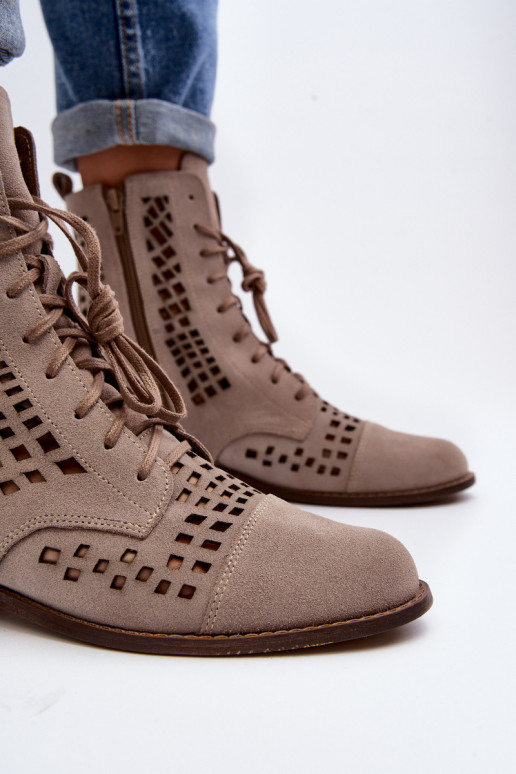 Zazoo 2627 com elementos abertos Pele Botas bege Zazoo 2627 com elementos abertos Pele Botas bege