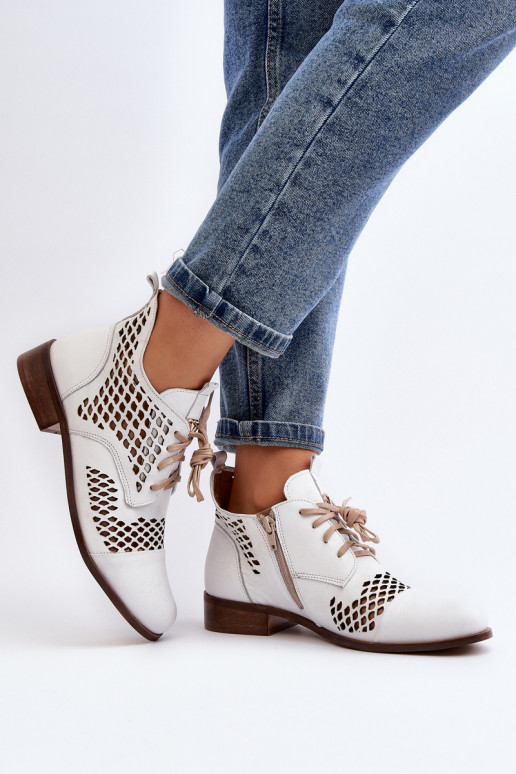 Zazoo 2704 Pele Botas a céu aberto cor branca Zazoo 2704 Pele Botas a céu aberto cor branca